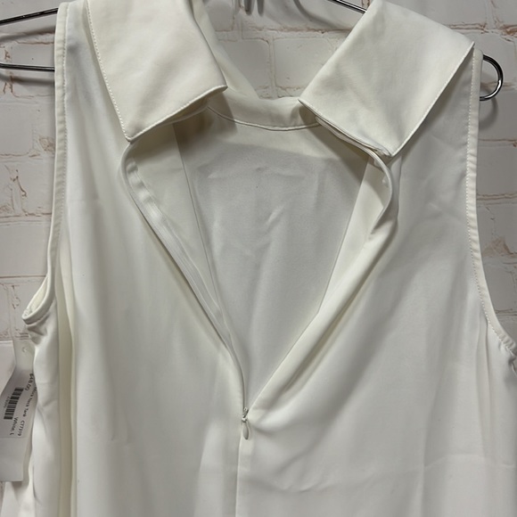 NWT TCEC White Mock Neck Zipper Back Blouse Size Large - Picture 5 of 8